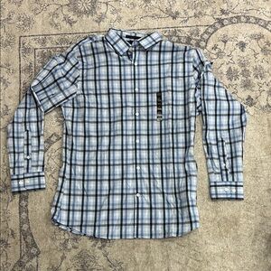 Banana Republic Light Blue Plaid Button Down Shirt Athletic fit